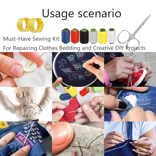 39Pcs Sewing kit for Adults：Stainless Steel Big Eye Needles