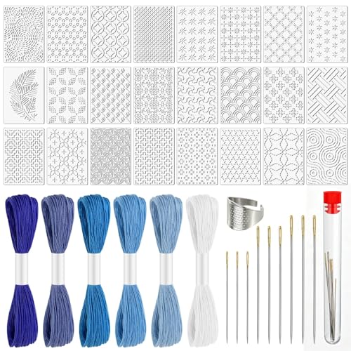 41Pcs Sashiko Stencil Kit for for Hand Quilting and Embroidery