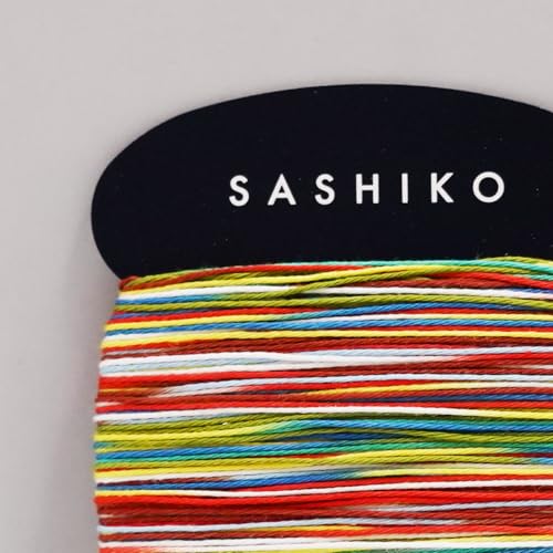 DARUMA Sashiko Thread Card Rolls Set of 2 (43.7 Yards x3) - Sewing & Embroidery, Includes Instruction Manual and Gift Packaging (Thin, 8-Tone Kasuri Yarn) - color: 8-Tone Kasuri Yarn, style: Thin