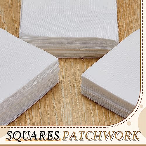 Peryiter 150 Pcs White Cotton Fabric Squares 2.5 x 2.5 Inch Precut Quilting - size: 2.5 x 2.5 Inch