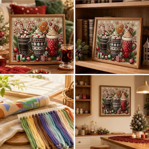 WUSARPLY Christmas Stamped Cross Stitch Kits for Beginners Adults - color: J139