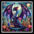 Fanxvivy Counted Cross Stitch Kits for Adults 11CT Unprinted Cross-Stitch Patterns Embroidery Kits Easy Cross Stitching Needlepoint Kits-Flower Purple Dragon 18x18 inch - color: DIYcraft09