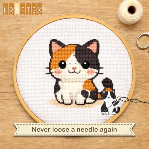Kraftex Magnetic Needle Minder. Needleminder for Embroidery & Sewing. Cute Needlepoint Accessories. Magnetic Needle Holder for Cross Stitch. Cute Magnet Pin Gift - color: Cats