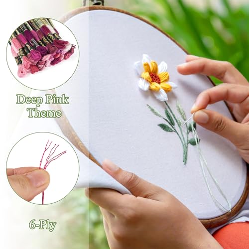 24 Skeins Embroidery Thread Floss 1mm Friendship Bracelet String Making 6 Ply Polyester Cross Stitch Kit Supplies 24 Color 8.75 Yards(8m)/Skein - color: 24 Colors D