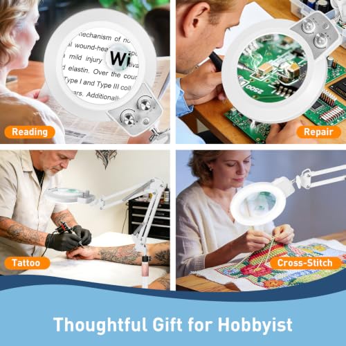 KIRKAS Magnifying Floor Lamp,12X 30X 11.2in Stable Base Magnifier White - color: White, size: 12X 30X 11.2inch