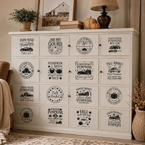 16 Pcs Fall Rub on Transfers for Crafts Furniture 5.9x5.9 Inch - color: Letter Slogon