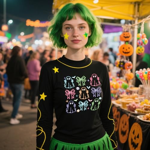 Halloween Iron on Patches for T-Shirts - 20 Pcs Cut Ghost Dtf Transfers Ready to Press, Bat Bow Colorful Heat Transfer Designs Vinyl Stickers, Iron on Decals for DIY Clothes Bags - color: Halloween