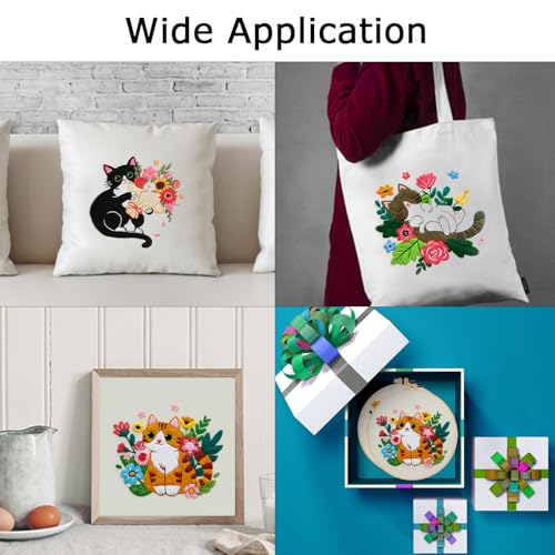 Nuberlic 3 Pack Cat Embroidery Kit for Beginners Adults - color: CAT