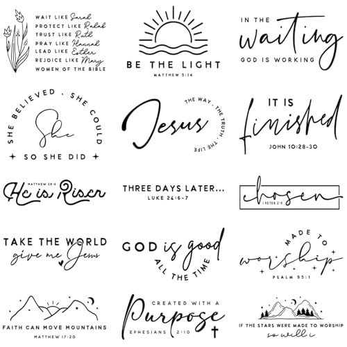 15 Pcs Christian Bible Verse DTF Transfers Ready to Press - style: christian