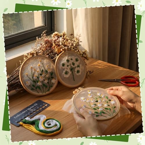 Ovveroche 3 Sets Embroidery Kit for Beginners