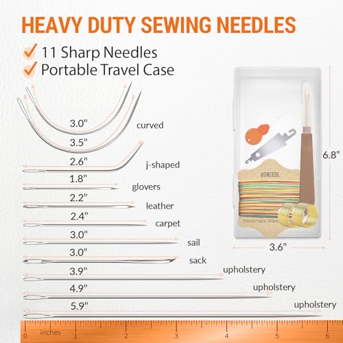 Upholstery Repair Kit: Waxed Sewing Thread (Multicolor) & Heavy Duty Needles (11 PCS) for Leather, Canvas & Quilting Thread - color: Multicolor