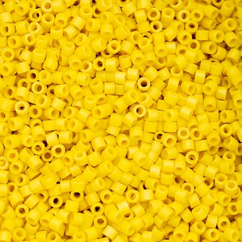 John Bead 25g Cylin Beads Opaque Yellow Matte 11/0 Glass Cylindrical Seed Beads for Jewelry Bracelets Necklaces Earrings Making Embroidery - color: Opaque Yellow Matte