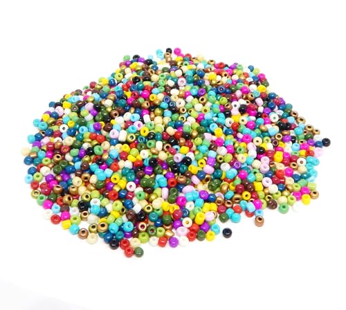 Perlin Glass Seed Beads 3mm 8/0 Round Mini Small Pony Beads 3300pcs for Making Earrings Bracelets Pendants Waist Jewelry DIY Handmade Opaque Color Kit (Assorted Colours, 2,6 mm ~ 3 mm) - color: Assorted Colours