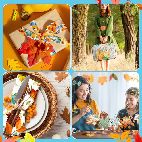 Hosuly 40 Pcs Fall Fabric Autumn Pastel Pumpkin Jelly Quilting Strips Roll - color: Fall Pumpkin