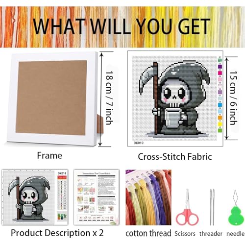 niurenmaoyi Halloween 11CT Cross Stitch Kits for Beginner with Framed,7x7in - color: Cross Stitch Kits0518-06