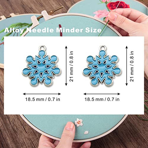 Blue Snowflakes Needle Minder for Embroidery, Magnetic Pin Holder for Cross Stitch, Needlework and Embroidery Accessories （2 PCS）