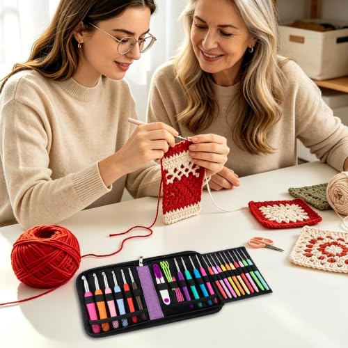 Yarniss 20 Sizes Ergonomic Crochet Hooks Set for Beginner 0.5mm-10mm - size: 20 Size(0.5~10.0mm) Purple