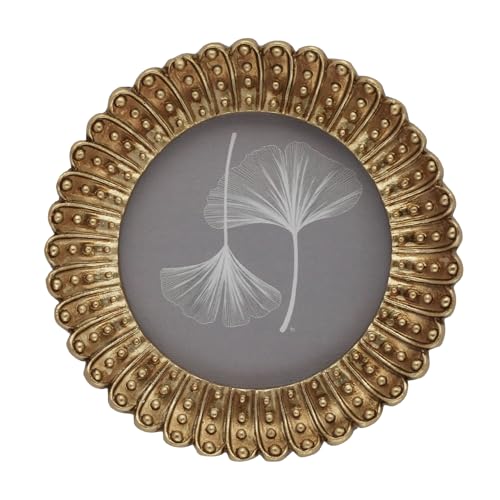 4x4 Antique Gold Round Picture Frame – Vintage Gold Frame with Glass Front – Art Deco Wall Hanging or Tabletop Photo Frame - color: 4x4 inch (Round)