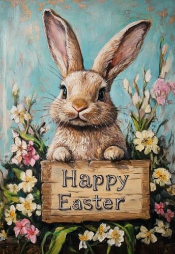 Easter Day Rabbit Stamped Cross Stitch Kit for Beginner Adult Cross Stitch - color: easter