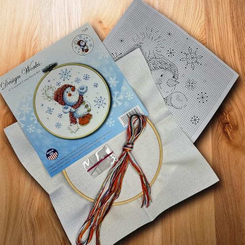Snowman Counted Cross Stitch Kit with Hoop