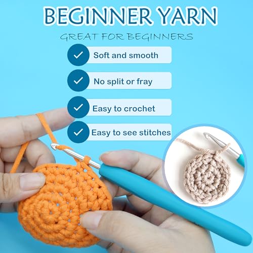 Green Series 6 Pack Cotton Nylon Blend Yarn for Beginners - Easy Crochet & Knitting Kit with Clear Stitches - color: Green Series 02, size: 6 PACK