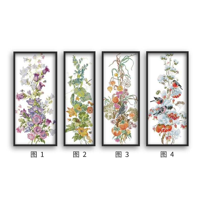 Rosyfoxes Cross Stitch Kits Stamped Full Range of Embroidery Starter Kits for Beginners DIY Needlepoint Kit- Printed kit Summer (Printed) 11CT 13×32.3 inches - color: Summer 13×32.3 inches