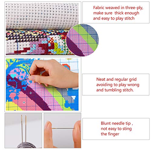 ITSTITCH Printed Cross Stitch Kits 11CT 20X20 inch 100% Cotton Holiday Gift DIY Embroidery Starter Kits Easy Patterns Embroidery for Girls Crafts DMC Stamped Supplies Needlework Rainbow Bubble Boy - color: Stamped 20.1x20.1 inch
