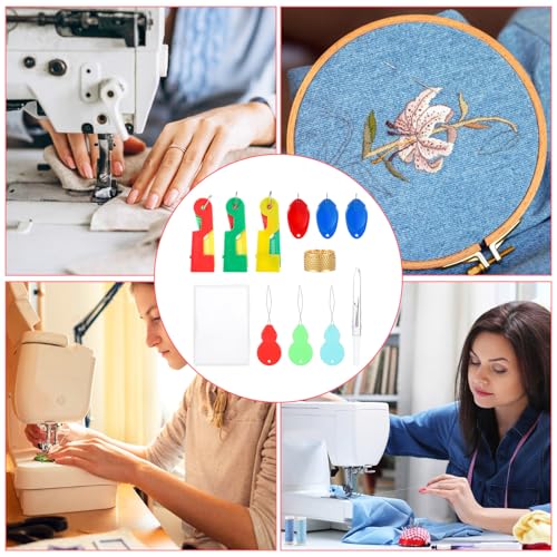 10Pcs Plastic Automatic Needle Threader, New Simple Needle Threaders for Hand Sewing Embroidery