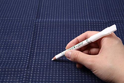 DARUMA Sashiko 100% Cotton Sewing Cloth (42.5 inch x 19.6 inch) with Grid Line and Fabric Marking Pencil Set (Navy Blue) - color: Navy Blue