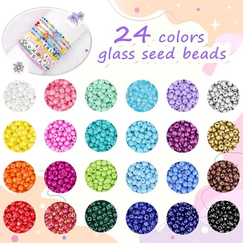 4500pcs 24 Color Seed Beads 4mm 6/0 Round Beads for Bracelet Making - color: 24 Colors