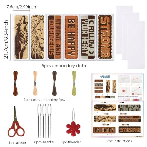 ORIGACH 6 Set Men Inspirational Scripture Cross Stitch Bookmark Kit - style: Men Inspirational Scripture