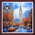 Funchey Counted Cross Stitch Kits for Adults Needlepoint Kits Unprinted Cross Stitching Embroidery Kit 11CT Cross Stitch Supplies-New York Street View 18x18 inch - color: ArtsKit20