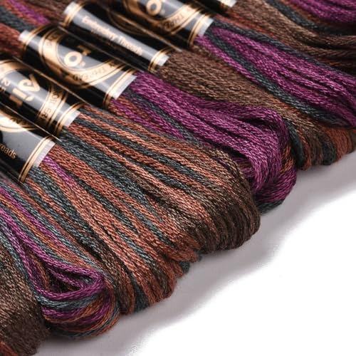 10 Skeins Indigo 0.5mm 6-Ply Polyester Embroidery Floss Cross Stitch Threads Segment Dyed Gradient for DIY Craft Hand Sewing Knitting DIY Crafts Jewelry Making 8.75 Yards(8m)/Skein - color: Indigo
