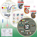 HTVRONT 3 Pack Embroidery Kit for Beginners, 9 Flower Practice Samplers