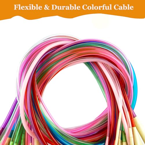 Mdoker 18 Pairs Bamboo Knitting Needles Set Circular Wooden Knitting Needles with Colorful Plastic Cable Size 2mm-10mm,Knitting Needle for DIY Craft(80cm/32inch) - size: 32inch