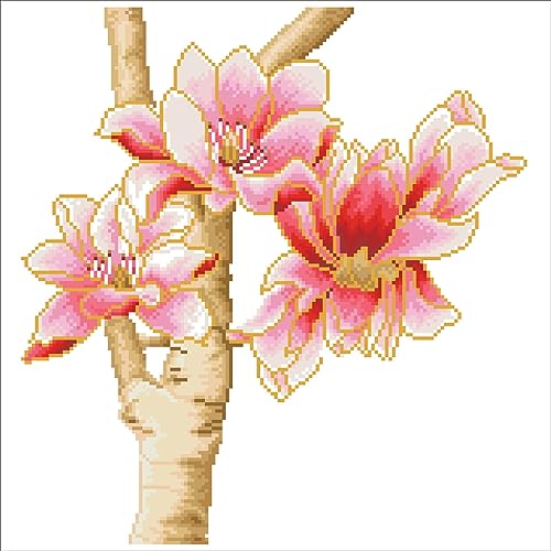 DIAMOND DOTZ Magnolias on Blue 1 Floral Diamond Art Painting for Adults - color: Magnolias on blue 1