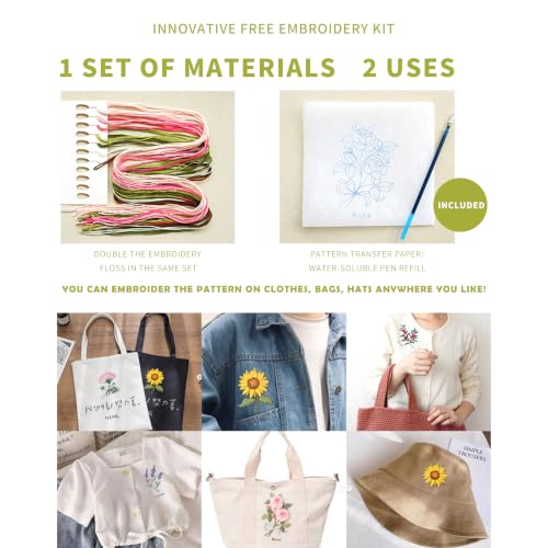 3 Pack Beginner Embroidery Kit for Adults with Tools & Instruction - color: White - 2, size: White - 2 - Small