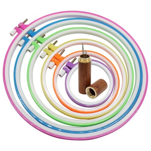 Marvexi 6Pcs Circle Plastic Embroidery Hoop Set