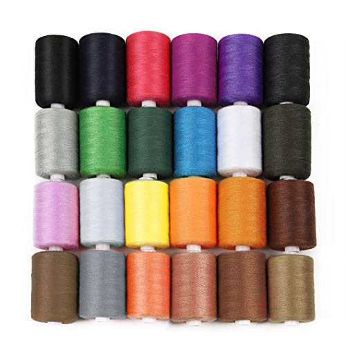 Sewing Thread Sets 24-Color Mixed Cotton, 1000 Yards for Sewing Machine