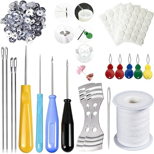 Candle Wick Needle Kit Candle Wick Inserting Tool Mold Punch Needle with Hook & Eye, Large-Eye Needle for Candle Silicone Molds,Candle Wick Roll 200 Ft 24 Wick Spool,Threader,Wick Holders - color: 23pcs
