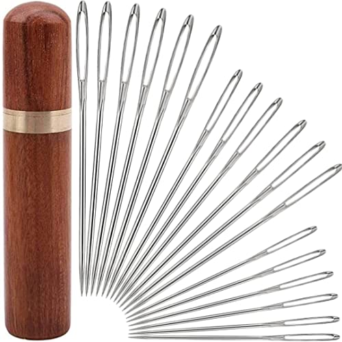 yklbpd 18 Pcs Large Eye Sewing Needles, Sharp Stainless Steel Hand Needles