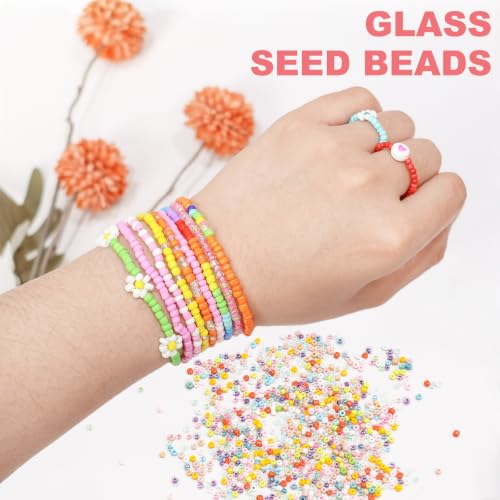 Redtwo 4mm Glass Beads for Jewelry Making, 24 Colors Bracelet Making Kit - size: 4mm