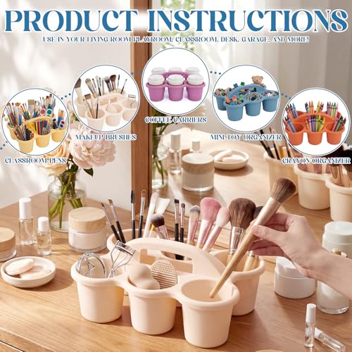 Suclain 6 Pcs Plastic Caddy Organizer with Handle Classroom, Boho Color - color: Boho color