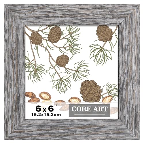 CORE ART 6x6 Picture Frame, Solid Wood Rustic Dark Gray - color: Dark Grey, size: 6x6 - 1 pack