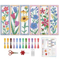 ORIGACH 6 Set Wildflower Floral Cross Stitch Bookmark Kit for Beginner - style: Sunflowers Tulip