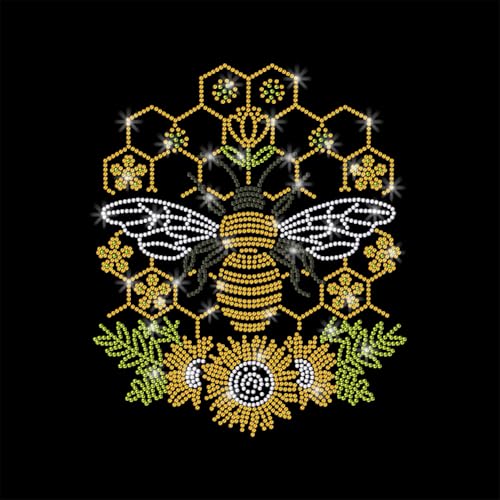 1 Pc Bee Pattern Rhinestone Iron on Hotfix Transfer Decal, Bling DIY Patch Clothing Repair Applique T-Shirt Vest Shoes Hat Jacket Decor Clothing DIY Accessories - style: Bee