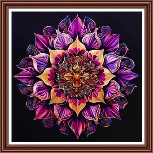 Dimensean Counted Cross Stitch Kit for Beginners, 11CT Unprinted Cross-Stitch Kit Easy Patterns Needlepoint Kit Cross Stitching Embroidery Kit Supplies-Colorful Mandala 18x18 inch - color: ColorDIY13