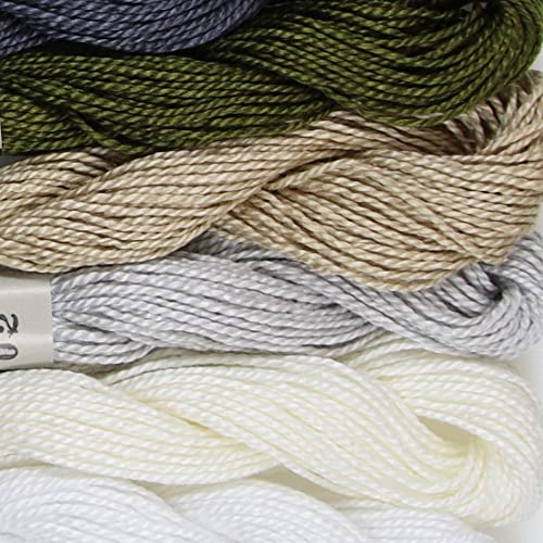 KCS 162 Yards(150 Meters) Mercerized Pearl Cotton Crochet Needlepoint Thread,Size 5,6 skeins,Mixed Color 12 - color: 6color12, size: 6 skeins