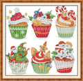 Howie's Needlepoint Cross Stitch Kits, 14CT Pre-Printed Pattern Needlepoint Kits, Full Range of Stamped Starter Kits(Christmas Cupcakes,11.02 x 11.2 inch) - color: Christmas Cupcakes
