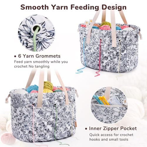 MYBAGZING Portable Crochet Bag Organizer with Crochet Hook Organizer Roll - color: Garden Harvest